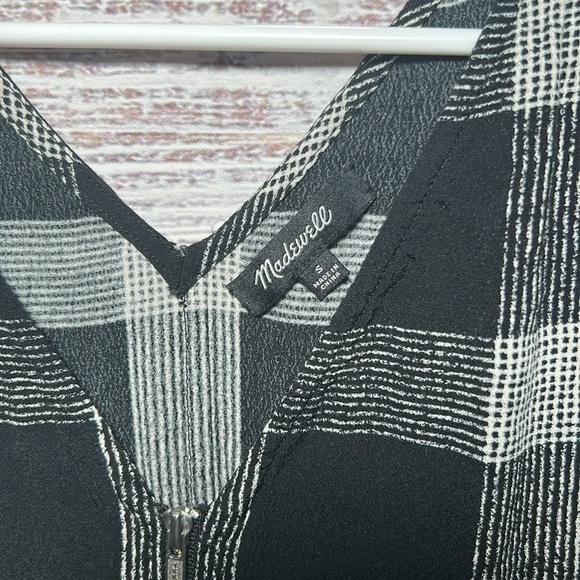 Madewell Zip Front Black Buffalo Plaid Check Sheath Dress Small - Picture 10 of 16